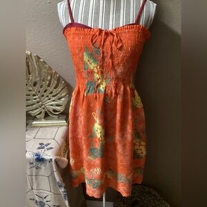 Ron Jon Vintage Vibrant Orange Strapless Dress